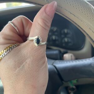 Sterling Silver 925 Marquise Deep Blue Sapphire Stone Ring